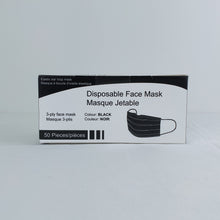 Load image into Gallery viewer, Black 3 Ply Civilian Masks Box of 50 - $0.09/Mask
